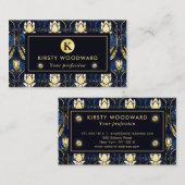 エレガント金ゴールド蓮フェイクステンドグラス模様 名刺 (正面/裏面)