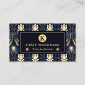 エレガント金ゴールド蓮フェイクステンドグラス模様 名刺 (正面)