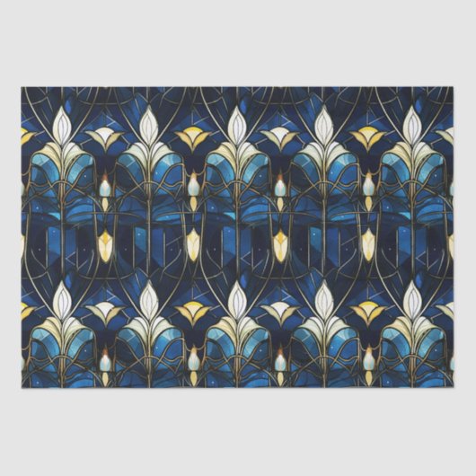 エレガント金ゴールド蓮フェイクステンドグラス模様 薄葉紙 (正面)