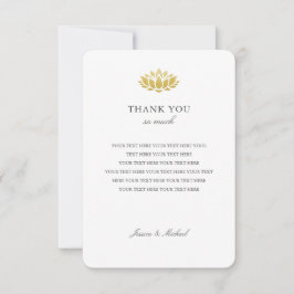 エレガント金ゴールド蓮結婚花サンキューカード サンキューカード
