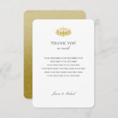 エレガント金ゴールド蓮結婚花サンキューカード サンキューカード (正面/裏面)