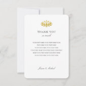 エレガント金ゴールド蓮結婚花サンキューカード サンキューカード (正面)