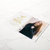 エレガント金ゴールド薬局の卒業発表 箔招待状 (回転した状態)