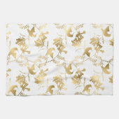 エレガント金ゴールド蜂明鳥群 キッチンタオル (横)