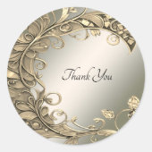 エレガント金ゴールド装飾シ結婚ールのシール ラウンドシール (正面)