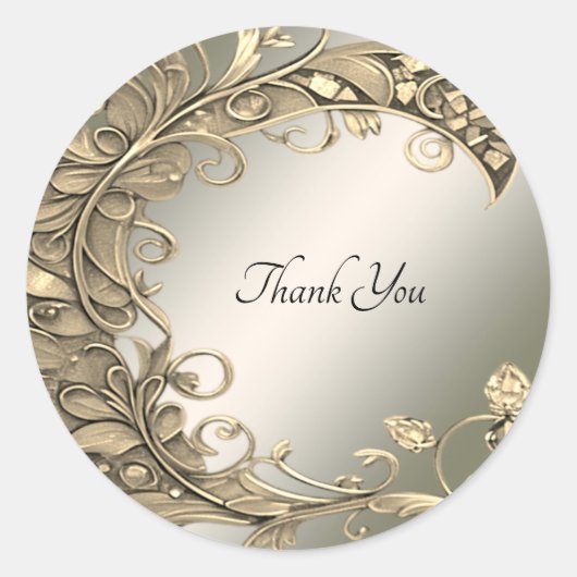 エレガント金ゴールド装飾シ結婚ールのシール ラウンドシール (正面)