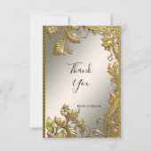 エレガント金ゴールド装飾フローラサンキューカード サンキューカード (正面)