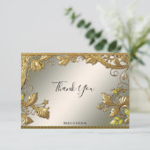 エレガント金ゴールド装飾フローラサンキューカード サンキューカード (スタンド正面)