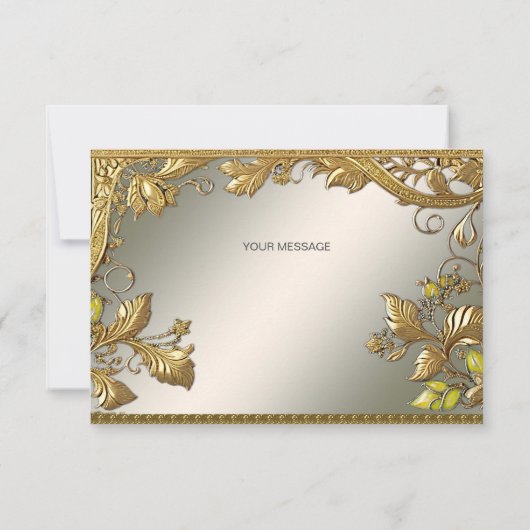 エレガント金ゴールド装飾フローラサンキューカード サンキューカード (裏面)