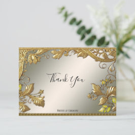 エレガント金ゴールド装飾フローラサンキューカード サンキューカード