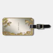 エレガント金ゴールド装飾フローララゲージタグ ラゲッジタグ (正面横)