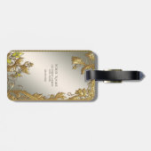 エレガント金ゴールド装飾フローララゲージタグ ラゲッジタグ (裏面横)