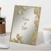 エレガント金ゴールド装飾フローラ卓上シンボルや象徴 台座サイン (インサイチュ)