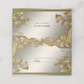 エレガント金ゴールド装飾フローラ座席表 プレイスカード (外部開封)