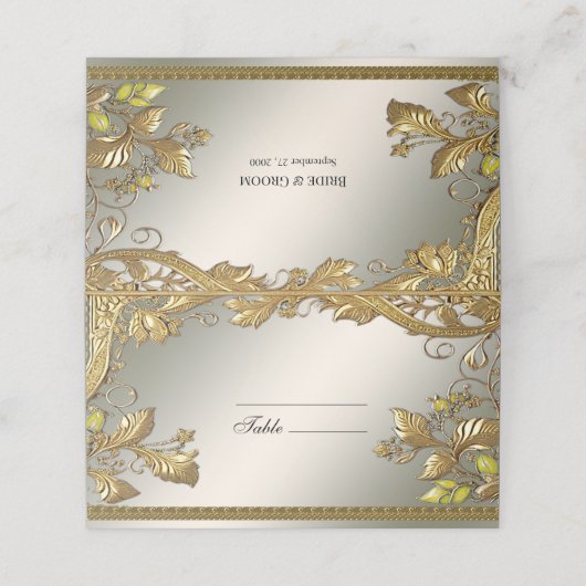 エレガント金ゴールド装飾フローラ座席表 プレイスカード (外部開封)