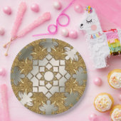 エレガント金ゴールド装飾フローラ紙プレート ペーパープレート (パーティー)