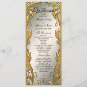 エレガント金ゴールド装飾フローラ結婚式 プログラム (正面)