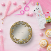 エレガント金ゴールド装飾フローラ ペーパーボウル (パーティー)