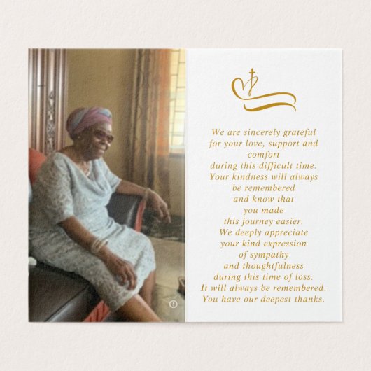 エレガント金ゴールド記念写真フォルダー祈りの言葉カード (内部フラット)