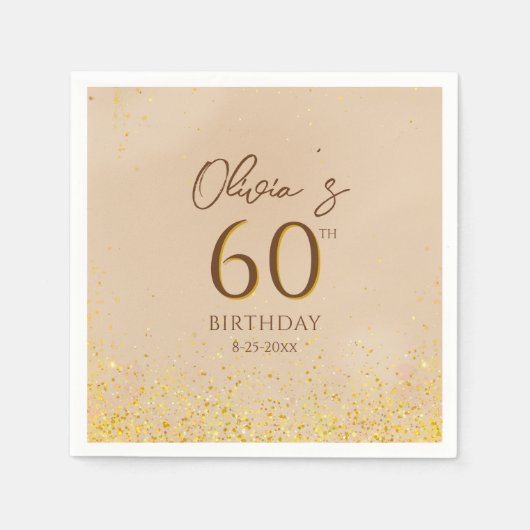 エレガント金ゴールド誕生会 スタンダードカクテルナプキン (正面)