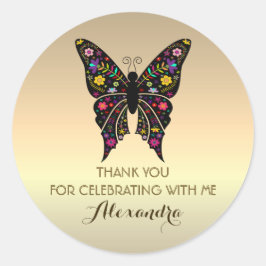 エレガント金ゴールド誕生日ありがとう ラウンドシール