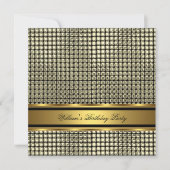 エレガント金ゴールド誕生日パーティーメンズマン 招待状 (正面)