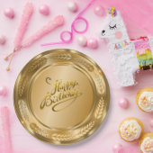 エレガント金ゴールド誕生日パーティ紙プレート ペーパープレート (パーティー)