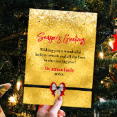 エレガント金ゴールド赤い弓タイのクリスマス新年