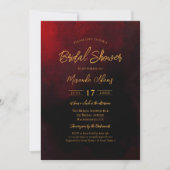 エレガント金ゴールド赤と黒のブライダルシャワー 招待状 (正面)