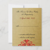 エレガント金ゴールド赤の結婚式RSVP 出欠カード (裏面)