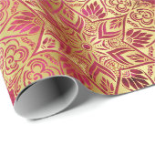 エレガント金ゴールド赤ピンクマンダラパターン ラッピングペーパー (ロールコーナー)