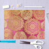 エレガント金ゴールド赤ピンクマンダラパターン 薄葉紙 (クラフト)