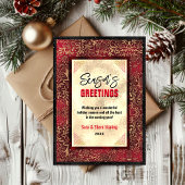 エレガント金ゴールド赤フローラクリスマス新年