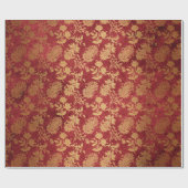 エレガント金ゴールド赤王室のダマスク花柄 ラッピングペーパー (フラット)