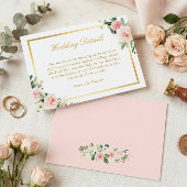 エレガント金ゴールド赤面ピンクフローラ結婚詳細 エンクロージャーカード