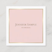 エレガント金ゴールド赤面ピンクホワイトモダンプロフェッショナル スクエア名刺 (正面)