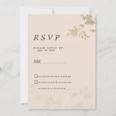 エレガント金ゴールド赤面ピーチロマンチックフローラRSVP 招待状 (正面)