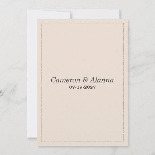 エレガント金ゴールド赤面ピーチロマンチックフローラRSVP 招待状 (裏面)