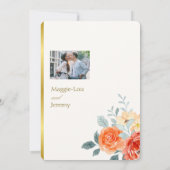 エレガント金ゴールド赤面フローラス結婚クリプトの写真 セーブザデート (裏面)