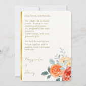 エレガント金ゴールド赤面フローラス結婚クリプト サンキューカード (裏面)