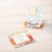 エレガント金ゴールド赤面フローラス結婚クリプト スクエアペーパーコースター (インサイチュ)