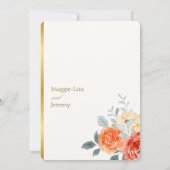 エレガント金ゴールド赤面フローラス結婚クリプト セーブザデート (裏面)