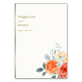 エレガント金ゴールド赤面フローラス結婚クリプト テーブルナンバー (裏面)