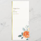 エレガント金ゴールド赤面フローラス結婚クリプト メニュー (裏面)