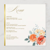 エレガント金ゴールド赤面フローラス結婚クリプト メニュー (正面)