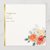 エレガント金ゴールド赤面フローラス結婚クリプト メニュー (裏面)