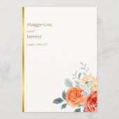 エレガント金ゴールド赤面フローラス結婚クリプト メニュー (裏面)