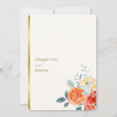 エレガント金ゴールド赤面フローラス結婚クリプト 招待状 (裏面)