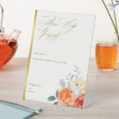 エレガント金ゴールド赤面フローラ結婚の浴室バスケット 台座サイン (インサイチュ)