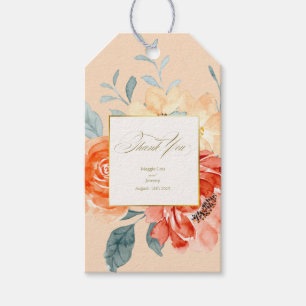 エレガント金ゴールド赤面結婚フローラありがとう ギフトタグ